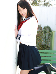 Miyu Watanabe Asian in school uniform loves rubbing cunt of ball